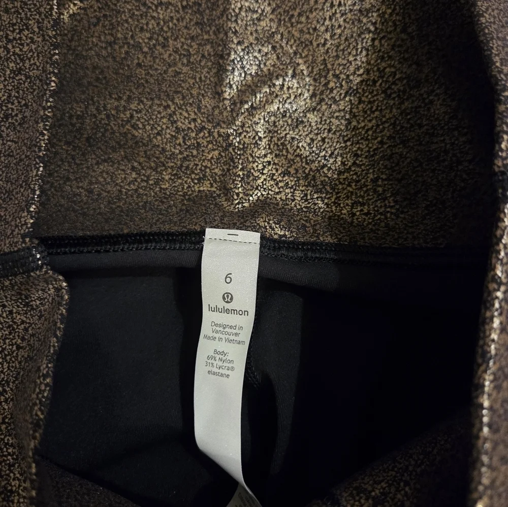 Lululemon Wunder Under High Rise Tight Foil Luminosity Black Copper Gold